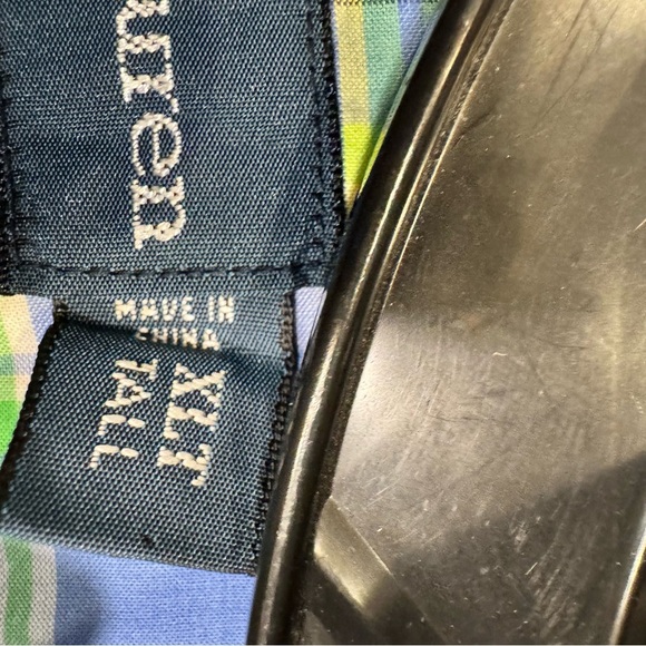 Ralph Lauren Plaid Button Down Shirt Mens XLT Blue Classic-Fit Short Sleeve - Picture 11 of 11